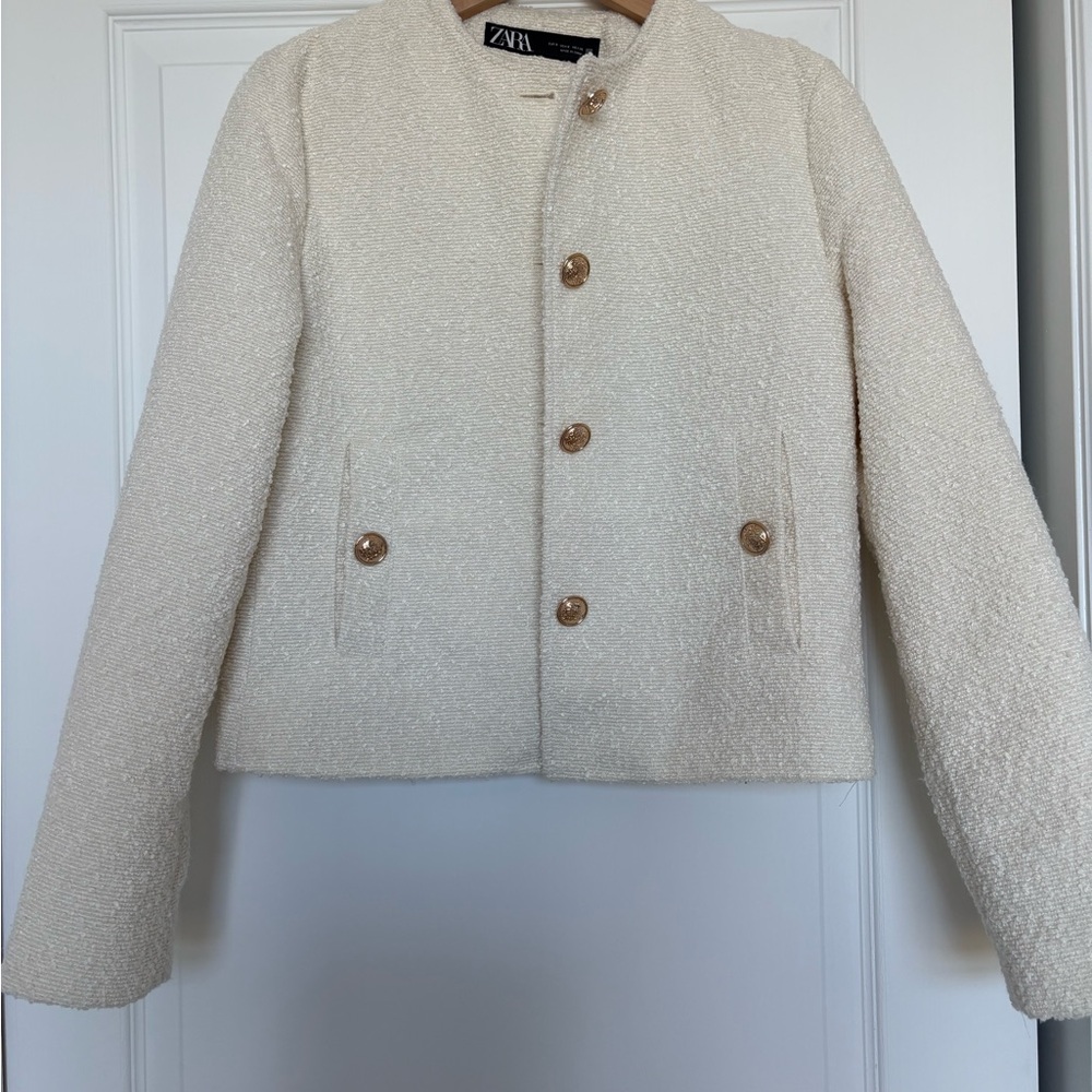 Zara Women's Cream Bouclé Blazer